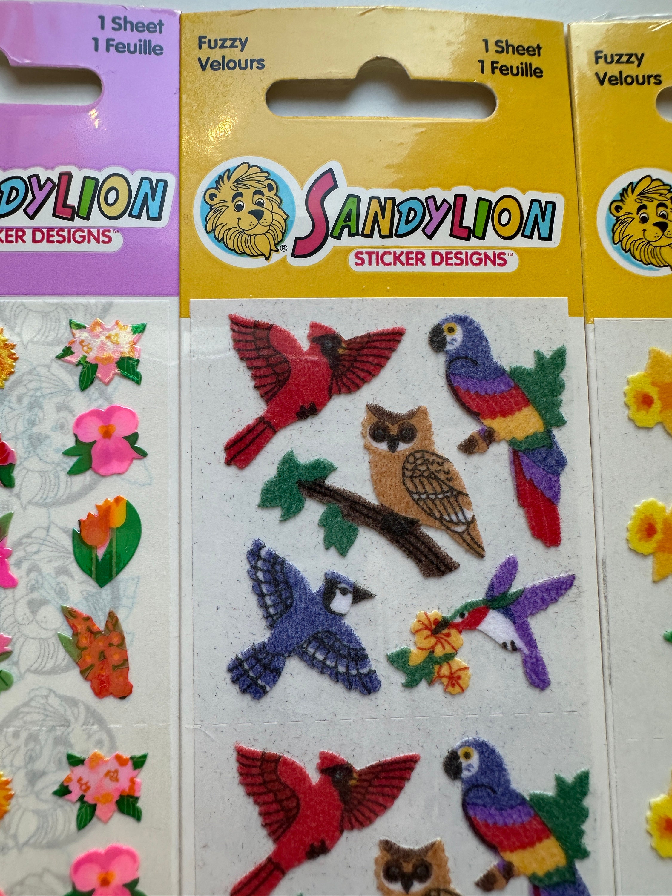 Vintage Sandylion Stickers: Pearly Flowers, Fuzzy Birds & Easter
