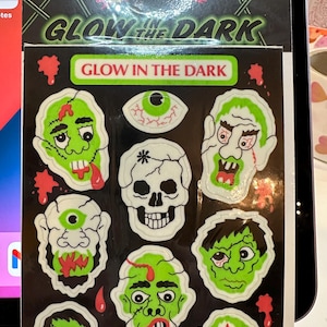 Vintage Sandylion sticker pack glow in the dark monster heads