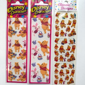 Pegatinas borrosas y prismáticas de Winnie the Pooh de diseños clásicos y Sandylion vintage importadas de Japón. Nuevo en paquete