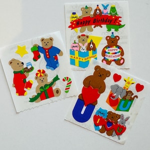 Vintage Sandylion Teddy Bears Stickers kromekote Christmas bears, Birthday bears, I love you bears