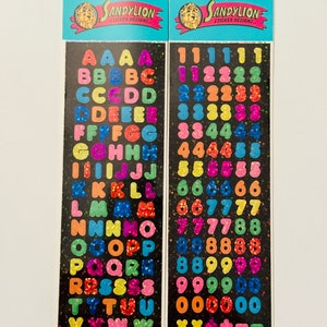 Vintage Holographic glitter Sandylion Numbers Alphabet Capital letters Planner stickers