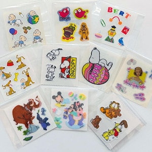 Vintage Sandylion stickers prismatic glitter Mickey, Peanuts, Snoopy, Garfield, Rugrats, Bert, Barbie, Jungle Book