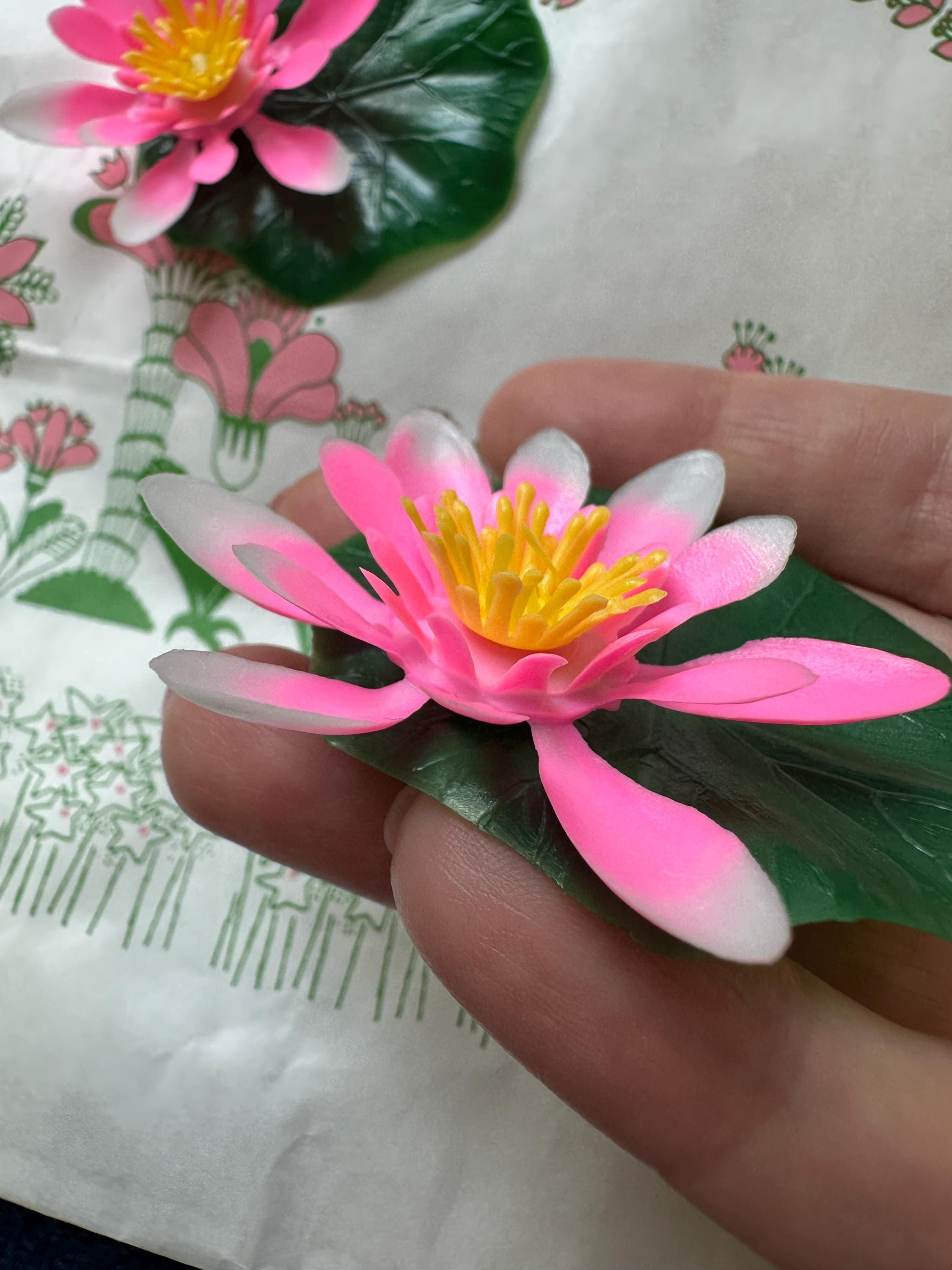 Vintage Hot Pink Vintage Lily Pad Plastic Flowers by Okura Toys