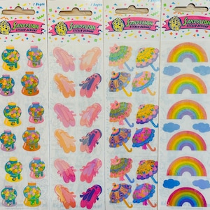 Vintage Pearly Rare Sandylion Stickers Bubblegum, Ballet slippers, Paradol, Rainbow or T Sealed Blister  Pack