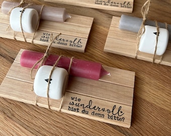 Gift set | Souvenir | Mini candle holder with flower plant heart and candle | white | wonderful | birthday present | Scandi | Hygge