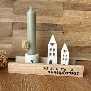 Gift set houses candle holder candlestick | candle | house with heart | life is wonderful | blocks | birthday souvenir small gift