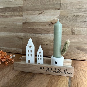 Gift set houses candle holder candlestick | candle | House with heart | Life is wonderful | blocks | Small birthday souvenir