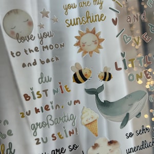 Rub On Sticker Kinder Pastell Kinderzimmer Rub Ons Aufkleber Children süß Kids Tiere Sonne Biene Wal Mond Wolke