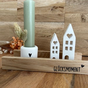 Gift set houses candle holder candlestick | moment of happiness | candle | House with heart | blocks | Small birthday souvenir