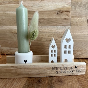 Gift set houses candle holder candlestick | Nice day | candle | House with heart | blocks | Small birthday souvenir