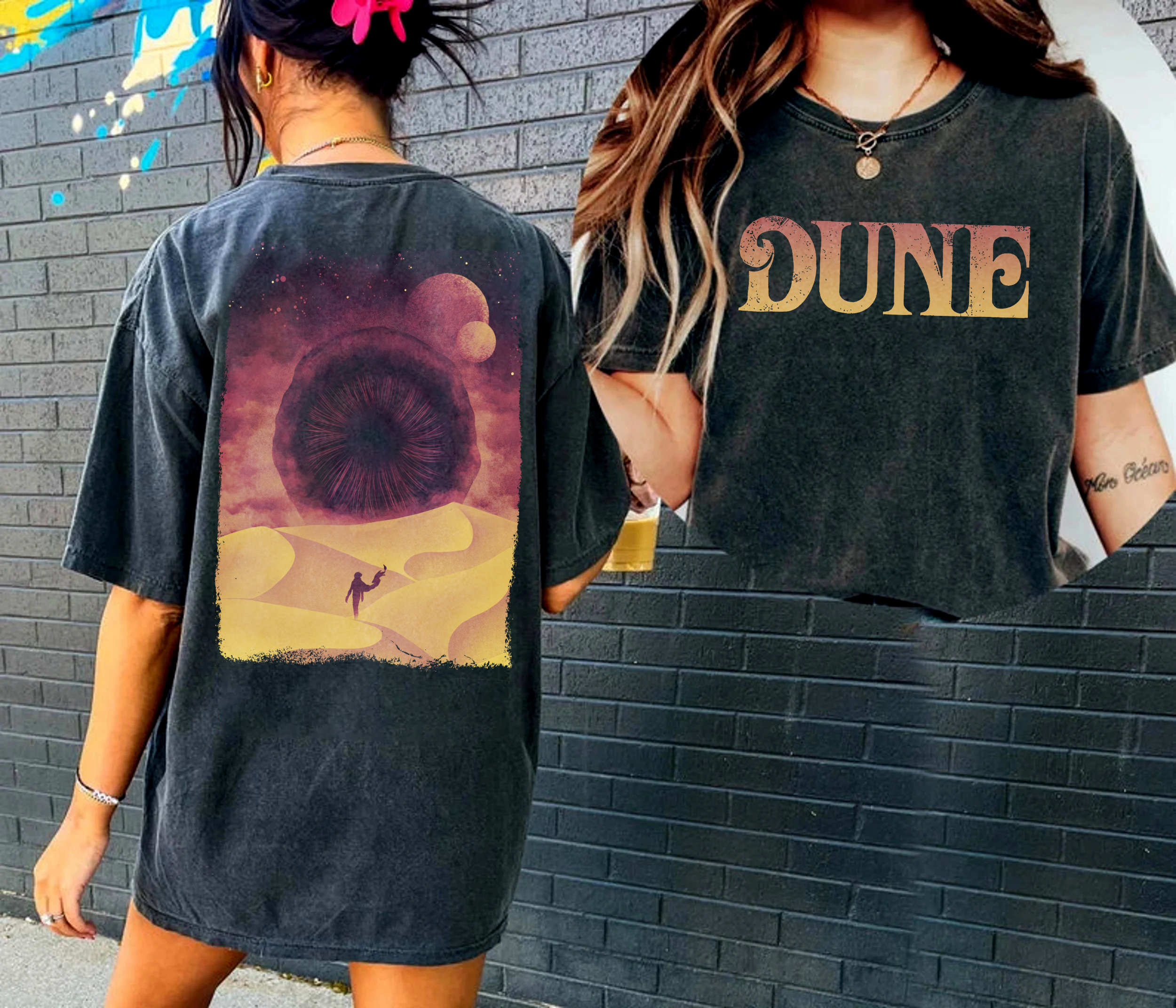 D.une Merch 2 Sides Shirt, Sandworm and Mu.ad'dib Vintage Shirt, D.une Movie Shirt, Gift For Fans