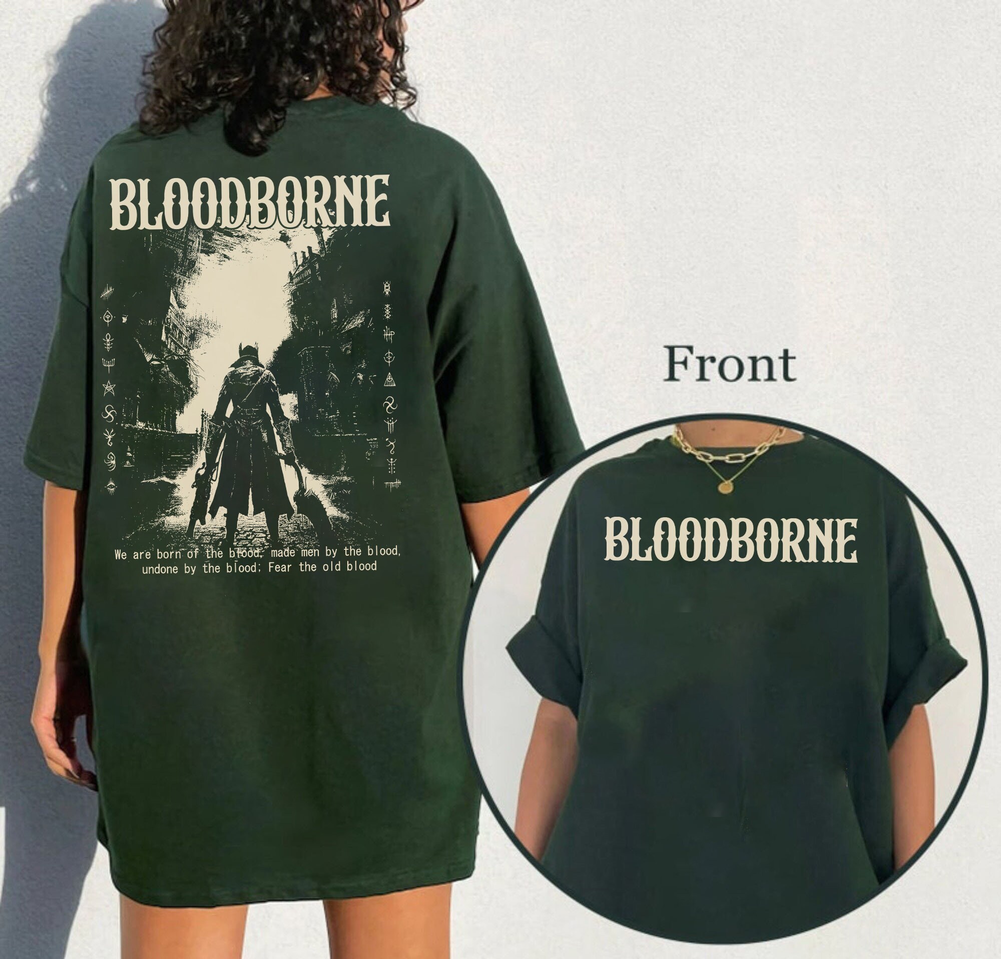 Bloodborne - Hunter And Lamp Messengers Shirt, Bloodborne Retro Tee, 2024 Game Shirt