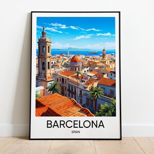 Barcelona Travel Print - Spain, Wall Art, UK Home Decor, Travel Poster, Birthday Gift, Wedding Present, Personalised Gift