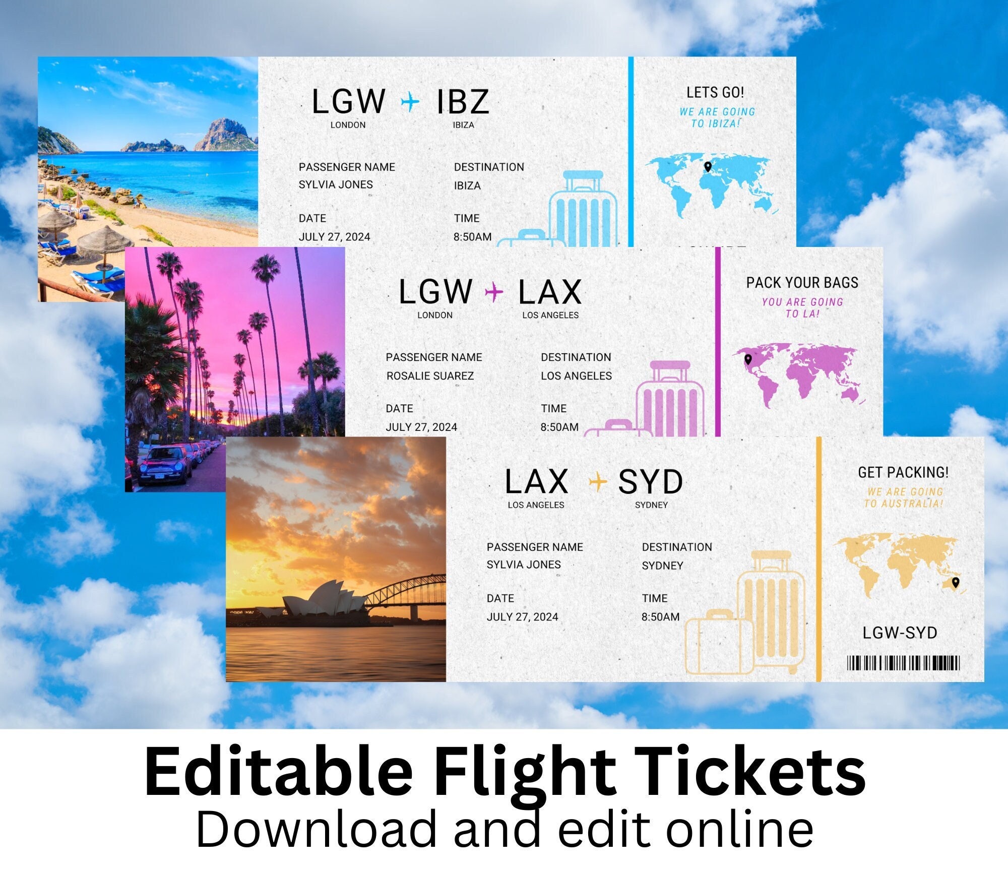 Editable Airline Ticket Template / Printable Flight Ticket / Etsy UK Editable Airline Ticket Template / Printable Flight Ticket / Etsy UK