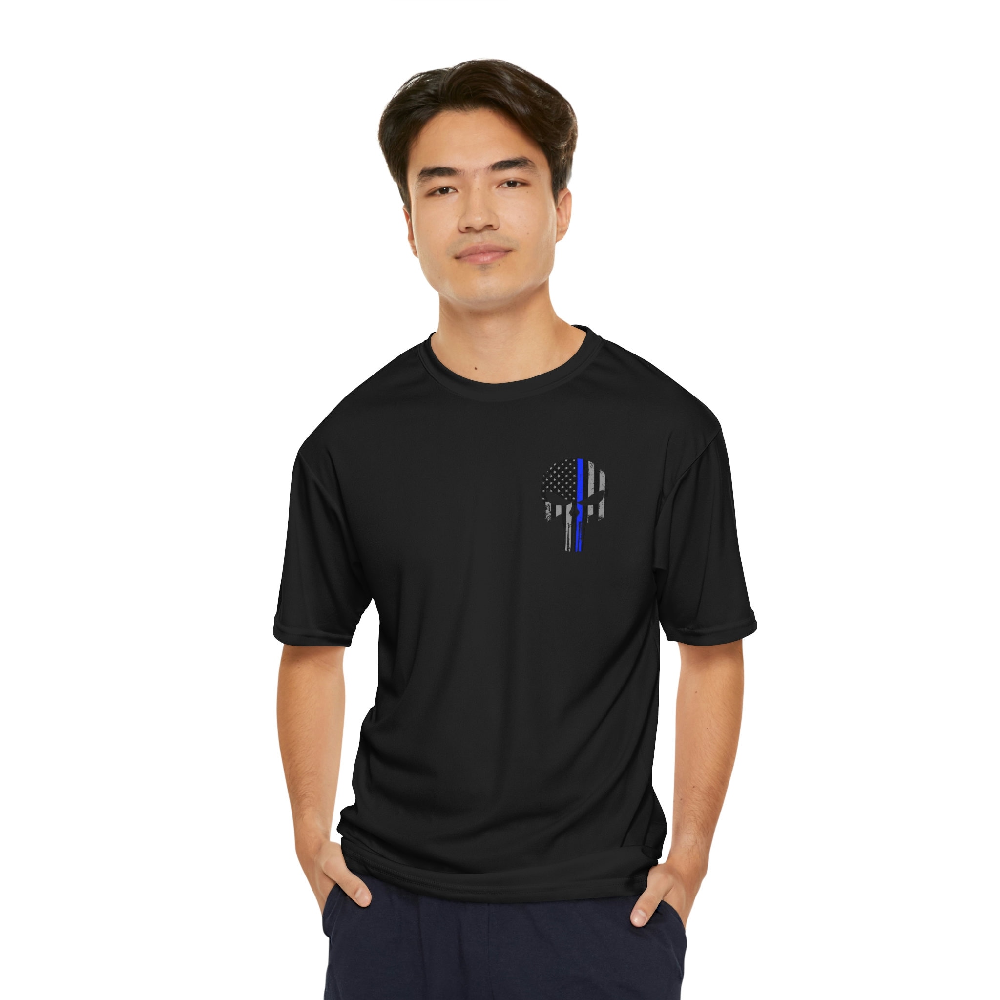 Discover Mini Punisher Thin Blue Line Men's Performance T-Shirt