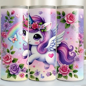 Rainbow Unicorn Tumbler Wrap PNG, Unicorn Tumbler Wrap PNG, 20 oz Tumbler Design, 20oz Sublimation for Kids,