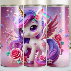 Rainbow Unicorn Tumbler Wrap PNG, Unicorn Tumbler Wrap PNG, 20 oz Tumbler Design, 20oz Sublimation for Kids,