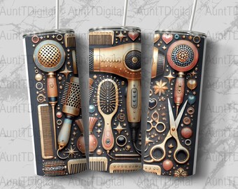 Hairstylist Seamless tumbler wrap Hairdresser tumbler sublimation Hair Boss tumbler designs Hair Hustler Tumbler PNG, Digital file