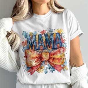 Coquette Austim Bow Mama Png, Autism Mom Png, Autism Awareness Png, Austism Ribbon Png, Sublimation Design, Autism Shirt Digital Design