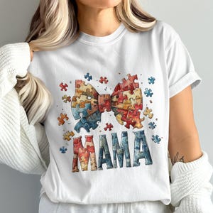 Coquette Austim Bow Mama Png, Autism Mom Png, Autism Awareness Png, Austism Ribbon Png, Sublimation Design, Autism Shirt Digital Design