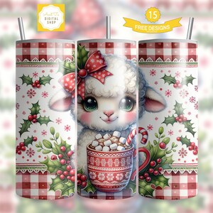 Christmas Baby Lamb Tumbler Wrap PNG, Cute Cow 20 Oz Skinny Sublimation Tumbler PNG, Trendy Christmas Lamb Tumbler Design Digital Download