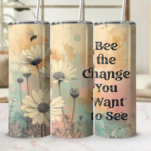 Bee Affirmation Tumbler Wrap, 20oz Skinny Sublimation Tumbler Design, Inspirational Sublimation Wrap, Watercolor Bee Tumbler PNG Downloads