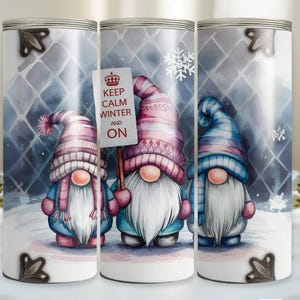 Winter Gnome 20 Oz Skinny Tumbler Wrap, Christmas Gnome Sublimation Tumbler Design Template, Digital Download, Snowflake PNG design