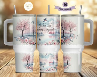 Glaube 40 Unzen Tumbler Wrap, Bibel Vers Tumbler PNG, Nichts ist unmöglich Sublimation Tumbler Wrap