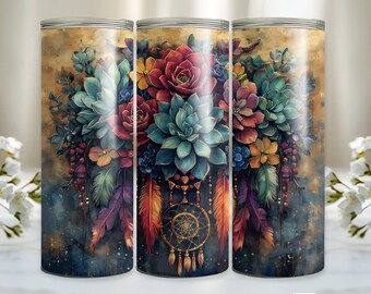 Boho Western Aztec Tumbler Wrap, 20oz Tumbler Sublimation Designs, Country Tumbler Wrap, Cactus Tumbler, Succulent PNG, Country Girl Tumbler