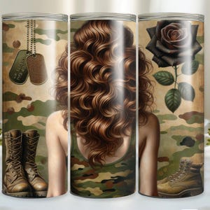 Military Wife Tumbler Wrap, Military Boots, Proud Patriotic Wife, US American Flag, 20 Oz Skinny Sublimation Tumbler Wrap Digital Design PNG