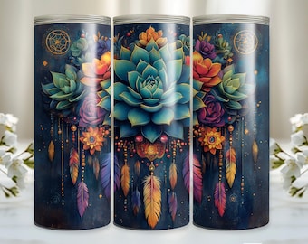 Boho Western Aztec Tumbler Wrap, 20oz Tumbler Sublimation Designs, Country Tumbler Wrap, Cactus Tumbler, Succulent PNG, Country Girl Tumbler