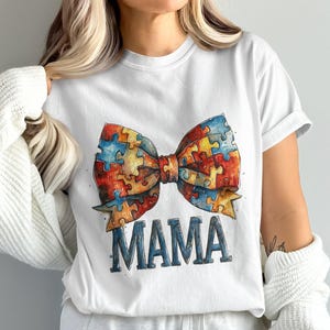 Coquette Austim Bow Mama Png, Autism Mom Png, Autism Awareness Png, Austism Ribbon Png, Sublimation Design, Autism Shirt Digital Design