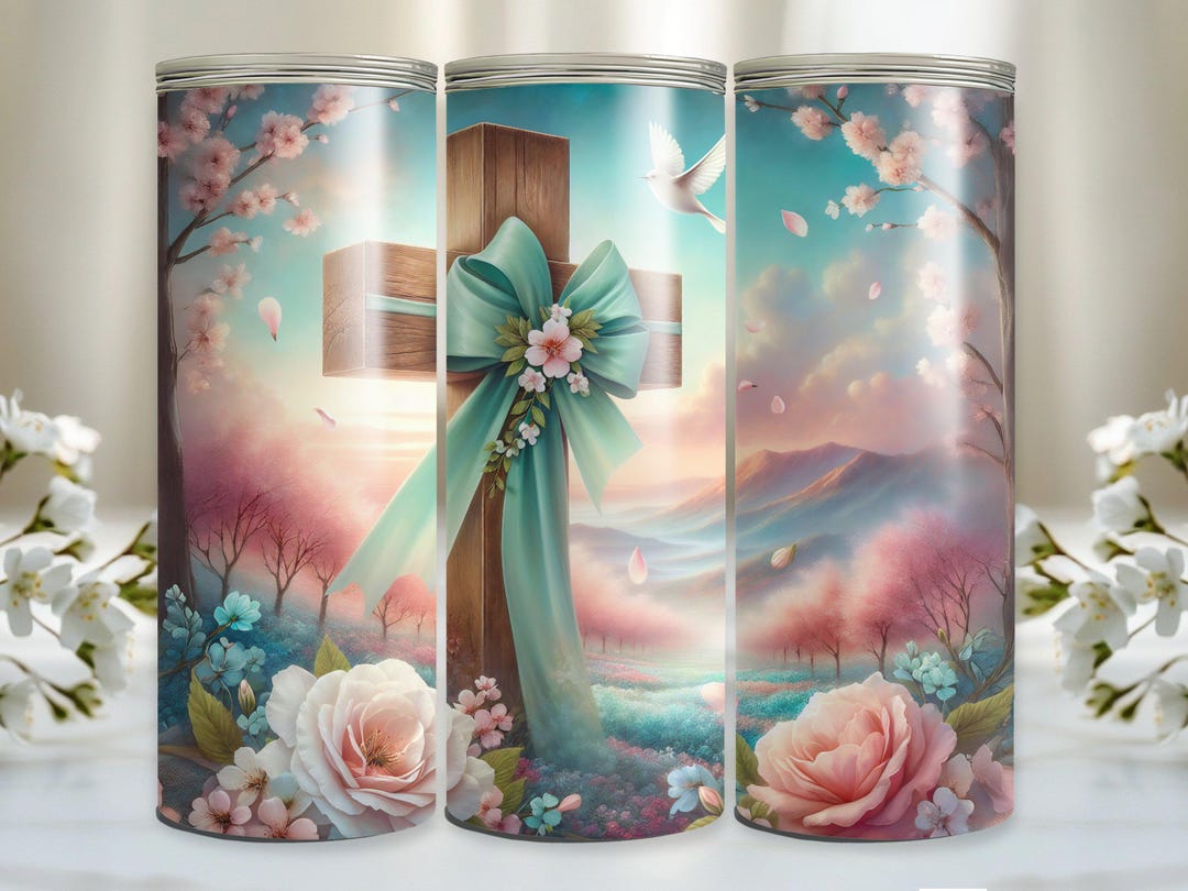 Jesus Fill My Cup 20oz Skinny Tumbler, Easter Cross Faith Tumbler Wrap ...