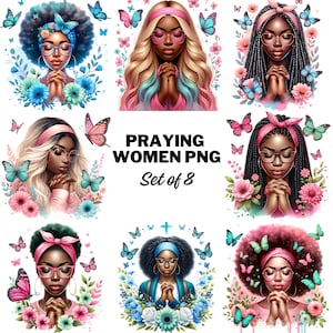 Black Girl Praying Clipart, Black Woman Faith Clipart, Jesus and Faith, Afro Girl Clipart,Sublimation Design, T-shirt png design, Printable