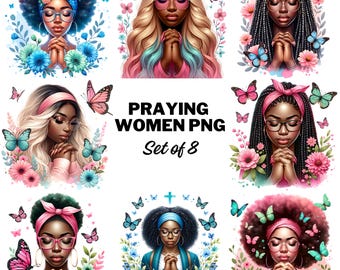 Black Girl Praying Clipart, Black Woman Faith Clipart, Jesus and Faith, Afro Girl Clipart,Sublimation Design, T-shirt png design, Printable