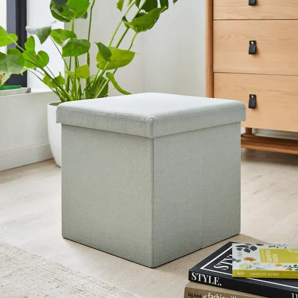 Sage Green Foldable Storage Box With Lid Faux Linen Home Decor Etsy