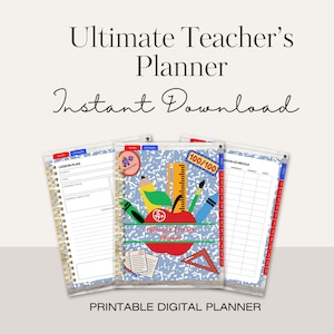 Lesson Plan Template, Teacher Organizer, Teacher Calendar, Teacher Planner, Ultimate Planner, Printable Planner, Digital Gift For Teacher