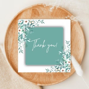 Cartão de agradecimento de eucalipto verde, design elegante, nota de agradecimento floral, ecológico, inspirado na natureza, cartão de agradecimento, design floral verde