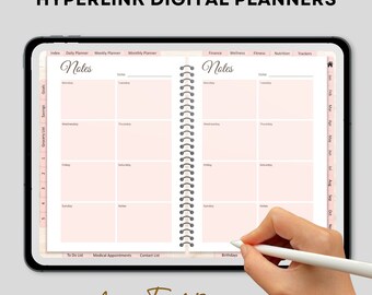 Wellness Tracker, Finaneller Tracker, Fitness Tracker, Digitaler Zielplaner, HYPERLINK DIGITALER PLANER, Monatliche Terminplanung, Bestes Geschenk