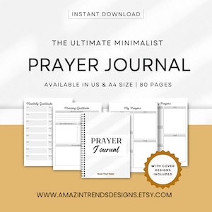 Undated Prayer Journal, Minimalist Prayer Journal Printable,Modern Prayer, Digital Planner, Minimalist Prayer Notebook, Instant Download PDF