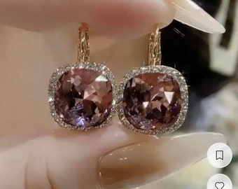 Pretty purple zircon drop earring, silver 925pin