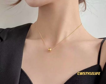 Cute gold ball necklace, gift for her
