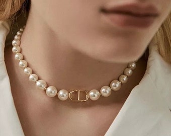 lady/men pearl necklace choker