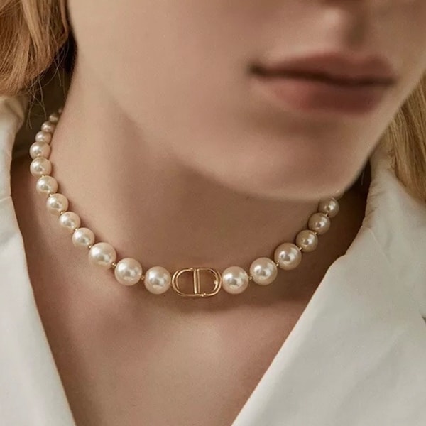 lady/men pearl necklace choker
