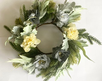 Handmake wedding/home artificial flowers wreath centerpiece /Table Decor/ Wedding flowers centerpiece / Wall Hanging. Diameter 26cm