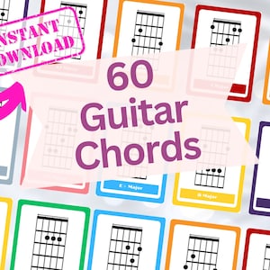 Gitaarakkoorddiagram, Flash Cards, Gitaartheorie, Gitaristcadeau, Gitaarspelercadeau, Muzieksymbolen, Muziektheorie, Leraarbronnen Afdrukbaar