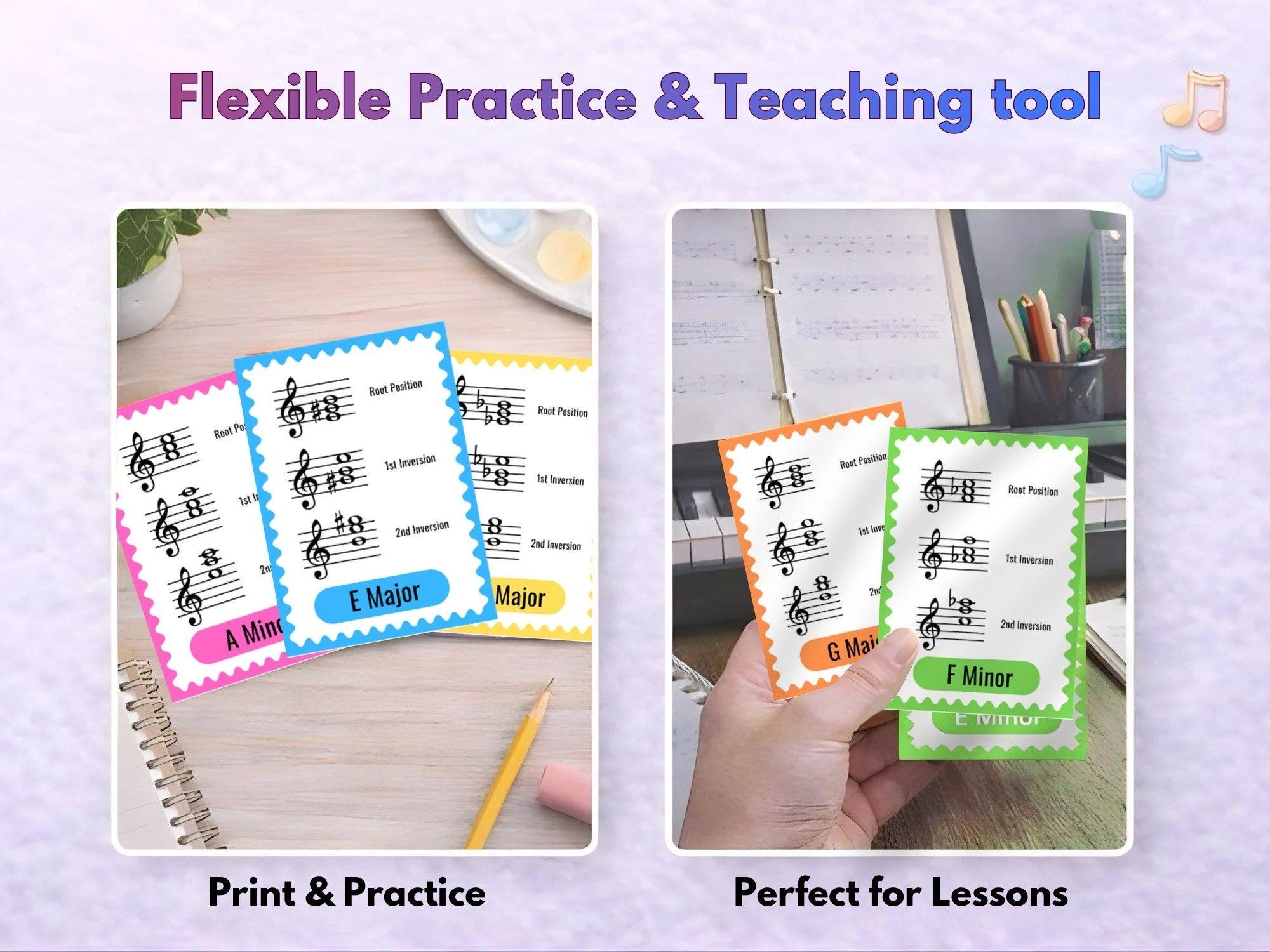 Chord Inversions Printable Flashcards, Piano Student, Piano Education, Music Flashcards, Piano ...