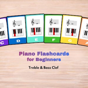 Tarjetas didácticas de notas musicales, símbolos musicales, tarjetas didácticas imprimibles, lectura de notas, tarjetas didácticas de piano
