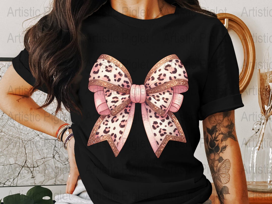 Pink Leopard Print Bow PNG, Sublimation Design, Trendy Digital Download ...