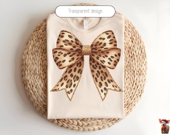 Leopard Print Coquette Bow PNG, Cute Digital Download for T-Shirt Design, Trendy Sublimation Clipart